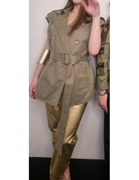 Gilet  effetto trench smanicato
